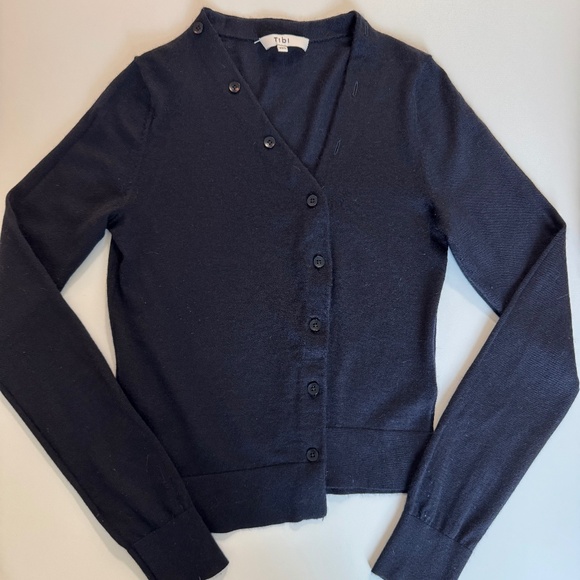 Tibi Cashmere Silk Asymmetrical Cardigan - Picture 1 of 2